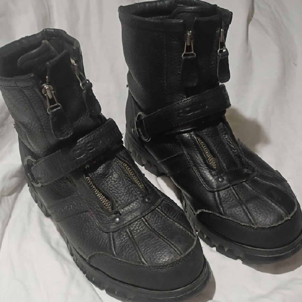 Ralph Lauren Polo Sport Black Leather Boots